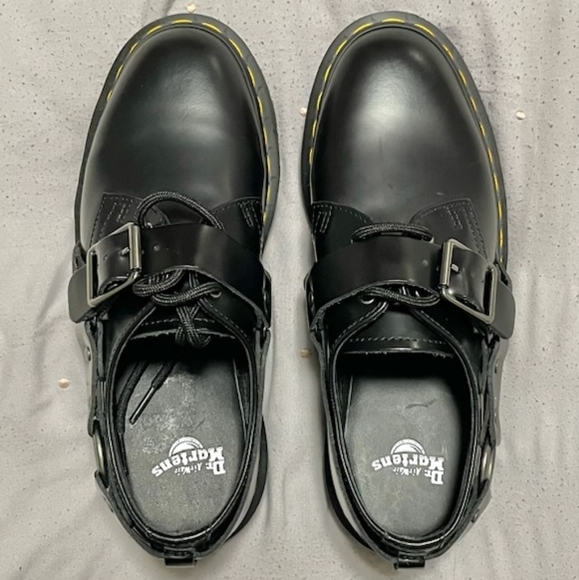 Dr. Martens Henree polished smooth leather buckle shoes women's size 6 mens 5 - Picture 2 of 7